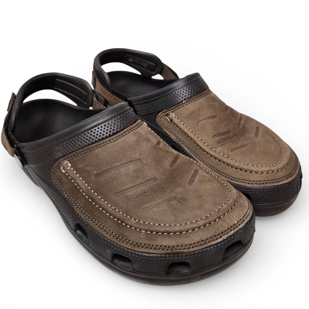 Crocs Yukon Vista II Clogs Men Leather Top Adjustable Strap Breathable 11
